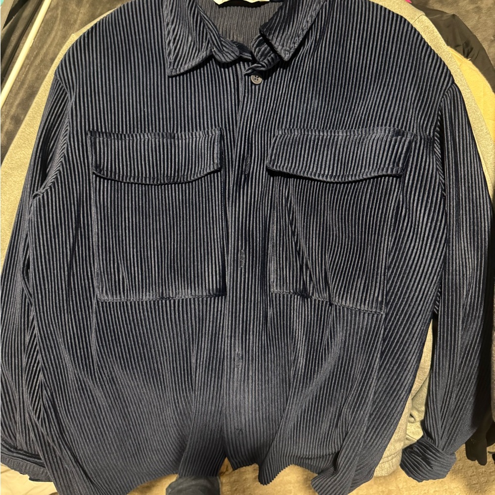 Zara Dark Blue Textured Shirt
